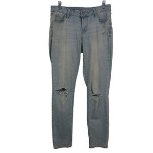 Old Navy RockStar Light Wash Distressed Ripped Faded Low Rise Skinny Jeans Sz 8